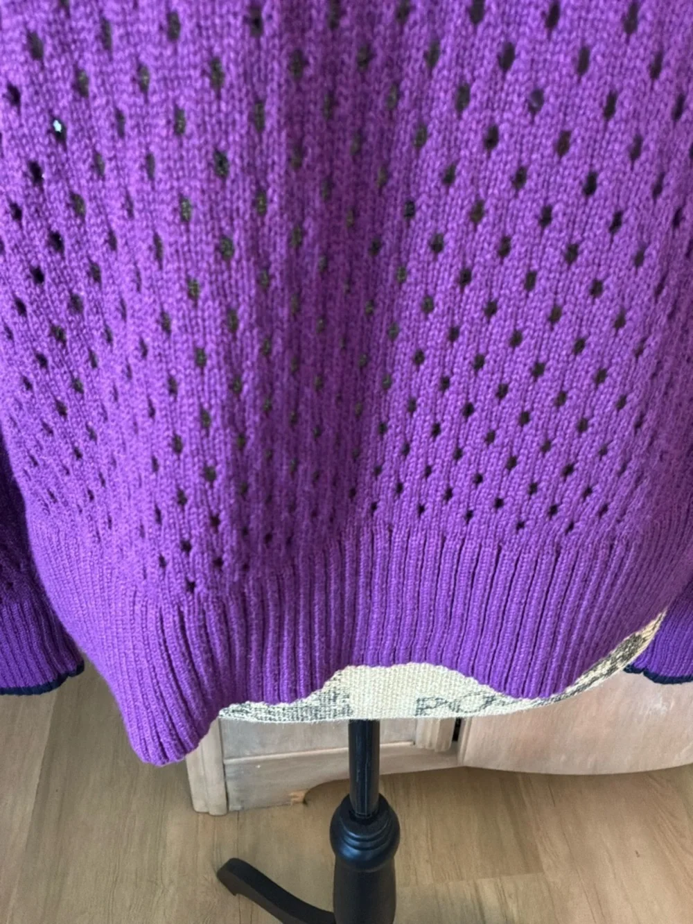 NWT Talbots zip up cool max crochet cardigan sweater purple mulberry L Petite
